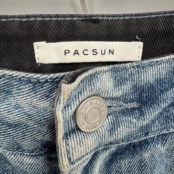 PacSun Two Tone Denim Jogger Jeans Black Blue Distressed Vintage Style Size 26 - Picture 5 of 9